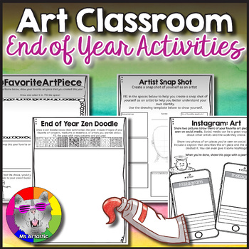 Preview of End of the Year Art Classroom Activities, Worksheets, Memories & Reflections