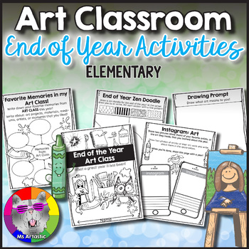 Preview of End of the Year Art Classroom Reflections,Activities & Worksheets for Elementary