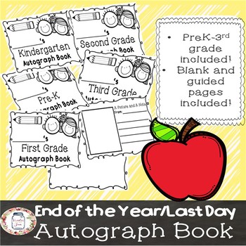 Student Autograph Book With Sentence Starters - End of Year Autograph Pages