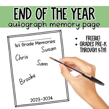Preview of End of the Year Autograph Page | Yearbook Signing Page