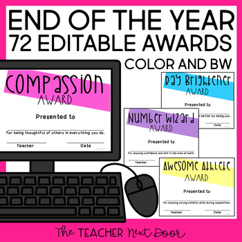 Preview of End of the Year Awards Editable Print and Digital