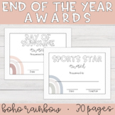End of the Year Award Certificates | Boho Rainbow