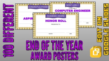Preview of End of the Year Award Posters (Editable in Google Slides)