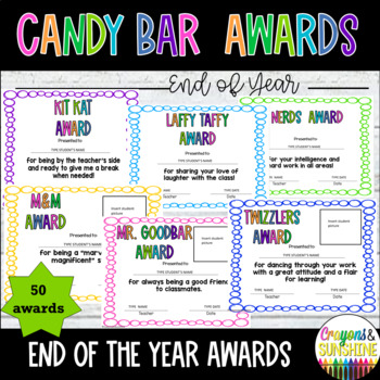 Preview of End of the Year Awards | Candy Bar Awards | EDITABLE Certificates