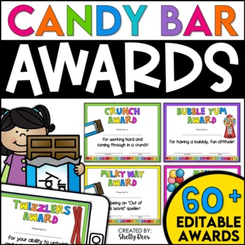 Preview of End of the Year Awards Candy Bar Awards EDITABLE Student Classroom Certificates
