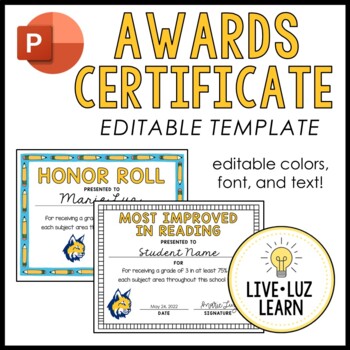 editable award certificate template
