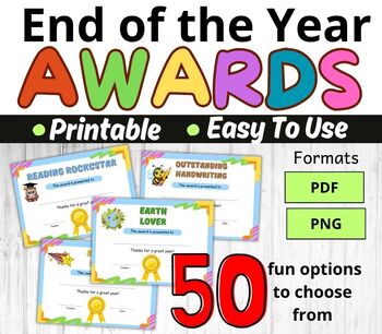 Preview of End of the Year Awards Certificates Autofill Class Awards & Graduation Printable