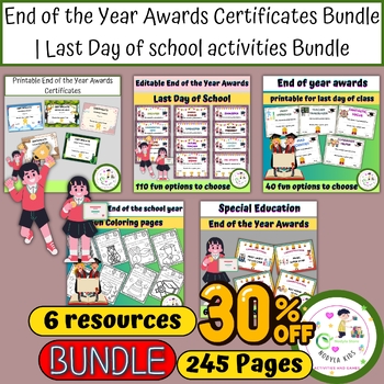 Preview of End of the Year Awards Certificates Bundle| Last Day of school activities Bundle