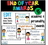 End of the Year Awards Certificates EDITABLE