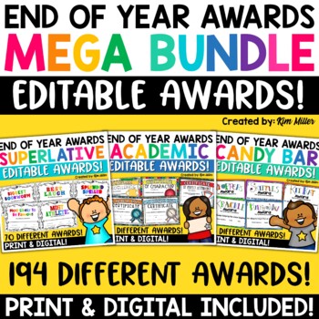 Preview of End of the Year Awards Certificates EDITABLE Classroom Student Awards Bundle