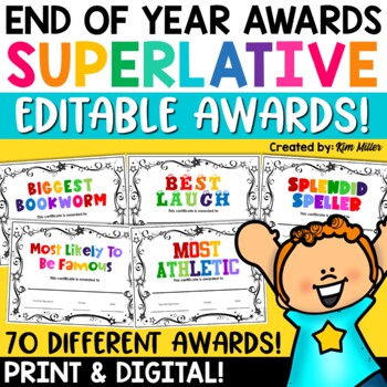 Preview of End of the Year Awards Certificates Class Superlatives Awards Day EDITABLE