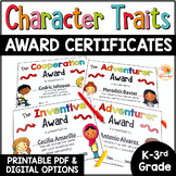 Editable End of the Year Awards: Character Traits Student 