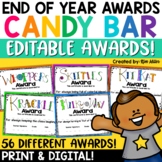 End of the Year Awards Certificates EDITABLE Candy Bar Cla