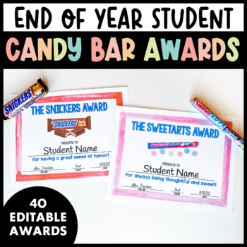 Preview of End of the Year Awards | EDITABLE Candy Bar Awards | Student Certificates