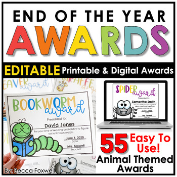 Preview of End of the Year Awards - EDITABLE | Printable | Digital