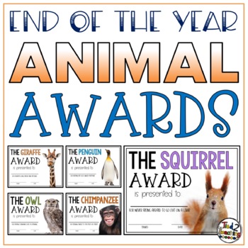 Preview of End of the Year Awards Editable Animal Awards Class Awards Template 