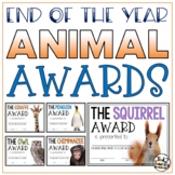 End of the Year Awards Editable Animal Awards Class Awards