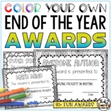 End of the Year Awards Editable Color Your Own Award