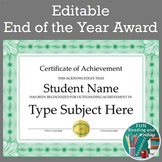 End of the Year Awards - Editable End of Year Award Certif