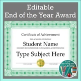End of the Year Awards - Editable End of Year Award Certif