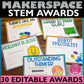 Preview of STEM Awards Editable STEAM Certificates Template Maker Tech End of Year Rewards