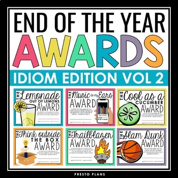 Preview of End of the Year Awards - Idiom Edition Student Awards Certificates Vol 2