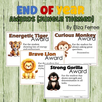 Preview of End of the Year Awards - Preschool- 1st Grade Awards Jungle-themed