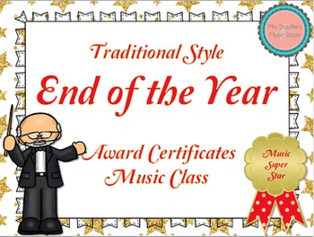Preview of End of the Year Awards Traditional Style {Music Class} {Editable}