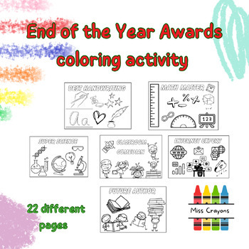 Preview of End of the Year Awards coloring activities classroom