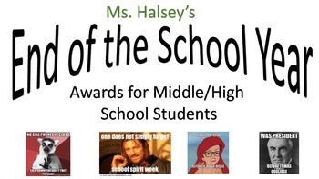 Preview of End of the Year Awards/Paper Plate for Middle/High Schools with Memes (Editable)