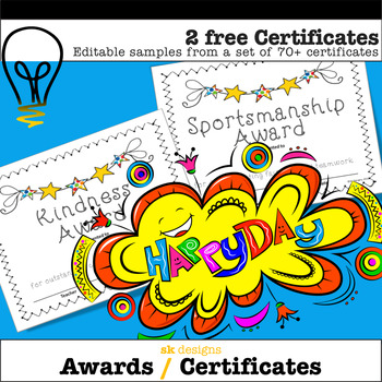 Preview of End of the Year Awards free Editable Student Certificates