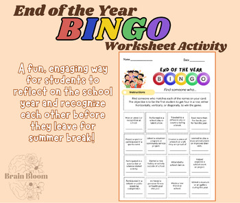 Preview of End of the Year Bingo | Last Day Class Game | Find a Friend Who… Ice Breaker