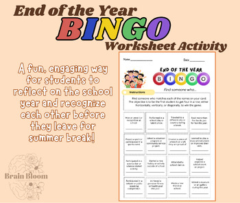 Preview of End of the Year Bingo | Last Day Class Game | Find a Friend Who… Activity