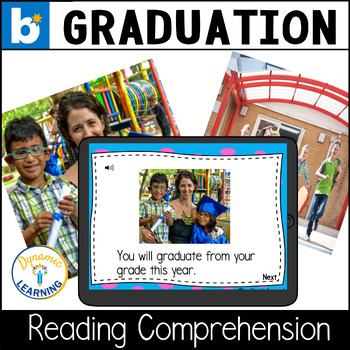 Preview of End of the Year Graduation Reading Comprehension Boom Cards