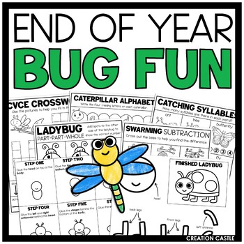Preview of End of the Year Bugs and Insects Crafts and Kindergarten Summer Review Packet