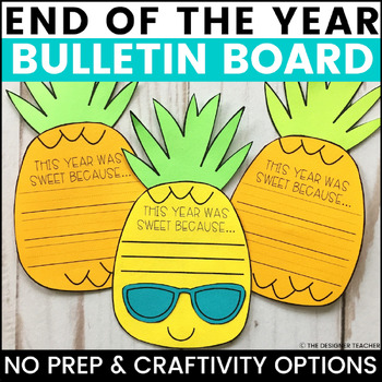 Preview of End of the Year Bulletin Board May June Summer Pineapple Craft Door Decor