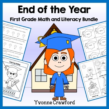 Preview of End of the Year Bundle for 1st Grade | Math and Literacy Skills Review | 30% off