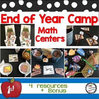 Preview of End of the Year Camping Themed Activities Math Centers  1st Grade BUNDLE