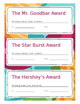 End of the Year Candy Awards by EMILY BELL | Teachers Pay Teachers