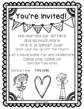 End of the Year Celebration Invitations {Editable} by A is for Apples