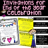 End of the Year Celebration Invitations {Editable}