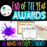 End of the Year Certificates & Awards / EDITABLE / PRINTABLE