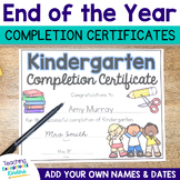 End of the Year Certificates Editable | Completion Certificates