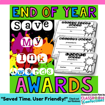 Preview of End of the Year Class Awards Half Page Prints Black and White : Editable Awards