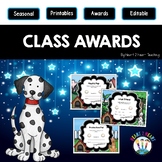 Editable Dogs Themed Class Awards For The End of the Year 