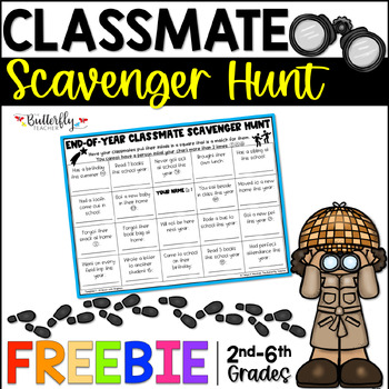 Preview of End of the Year Classmate Scavenger Hunt FREEBIE Last Days of School Activity