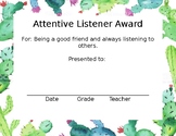 End of the Year Classroom Award Certificates (Cactus Themed)