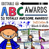End of the Year Classroom & Student Awards Editable ABC Ce