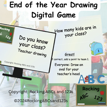 Preview of End of the Year Classroom Review Digital Teacher Drawing Game