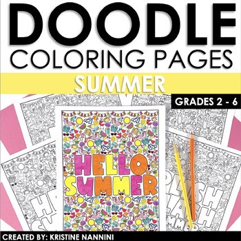 Preview of End of the Year Doodle Coloring | Summer Coloring Pages Last Day of School